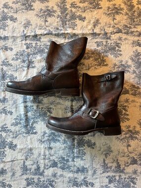 Frye women’s Brown Leather Buckle Engineer Boots